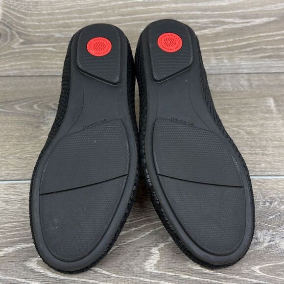Fitflop Allegro Women’s Sz 7 Black Leather Snake Embossed Slip On Ballet Flats - Picture 7 of 10